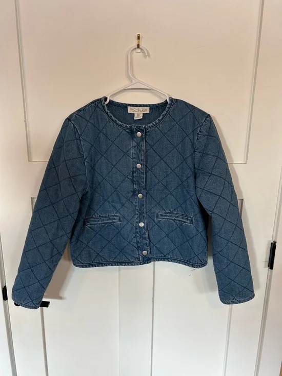 Rachel Zoe Light Blue Quilted Denim Jacket - Picture 1 of 3